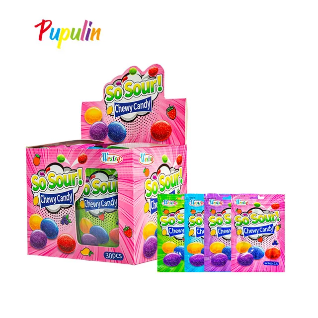 Super Sour Rainbow Colorful Sour Soft  Chewy Candy and Sweet Fruity Flavours Gumming Candy
