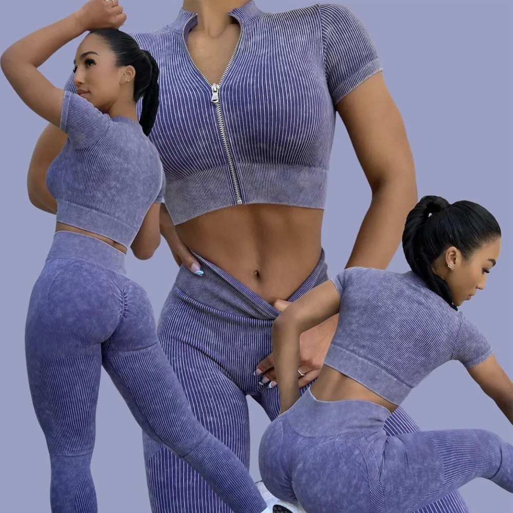 2022 New Trend Yoga Clothing Suit Women Zip Sports Bra Top Vest Quick Dry Sports Shorts Yoga Pants