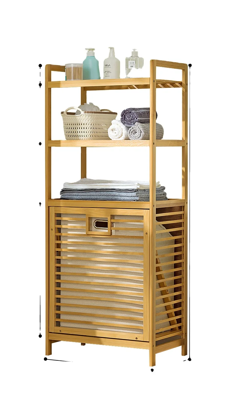 Luxury Bathroom Laundry Bag Foldable Hamper Durable Bamboo Bin Basket for Dirty Clothes