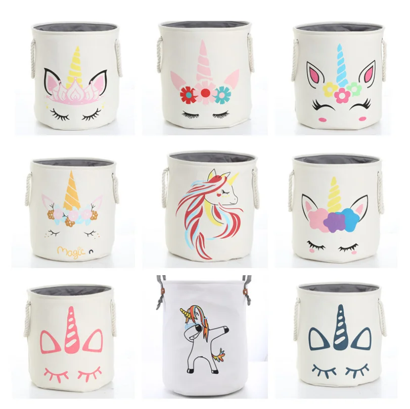 New Arrival Wholesales White Toys Storage Basket Unicorn Nordic Laundry