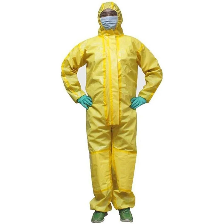 Yellow PPES Acid and alkali resistant Disposable Chemical Resistant Safety Suit Coverall Protection Suit for PCO Workplace
