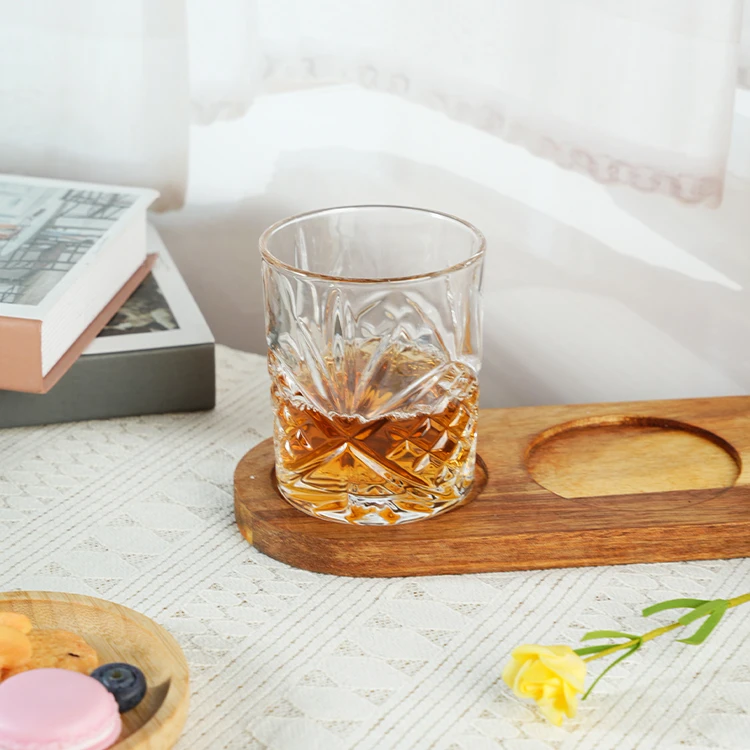 Best Selling Crystal Whiskey Glasses Clear Textured and Embossed Glassware for Enhanced Spirits Tasting