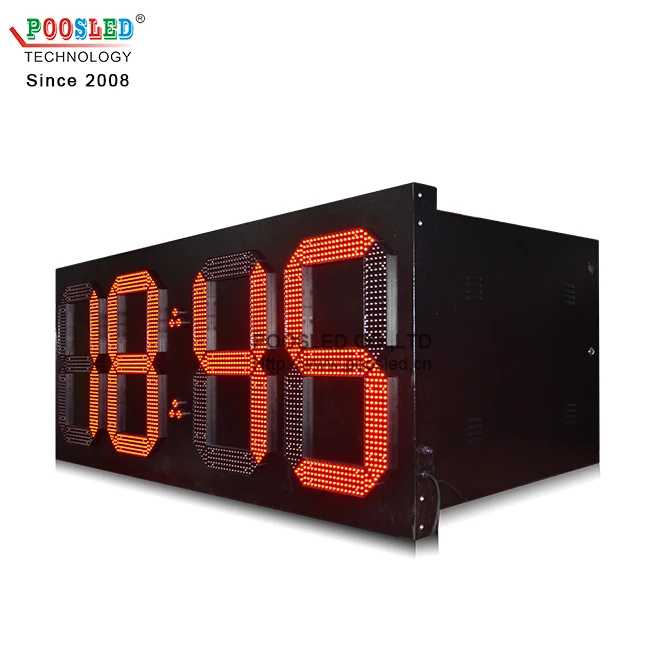 outdoor wall mounted large led digital clock billboard led clock thermometer led time and temperature sign