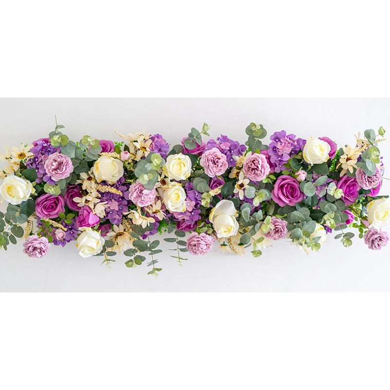 O-X5872 High quality wedding table centerpieces decoration event party stage flower arch decoration silk withe flower runner