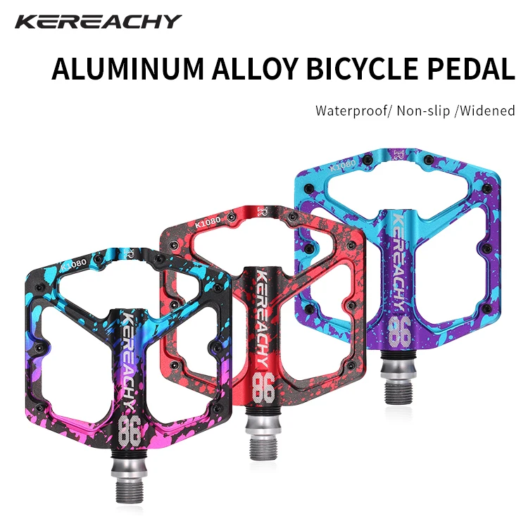 KEREACHY wholesale custom multi-color mountain bike ultra light non-slip pedal aluminum alloy 3 bearing pedal bike accessories