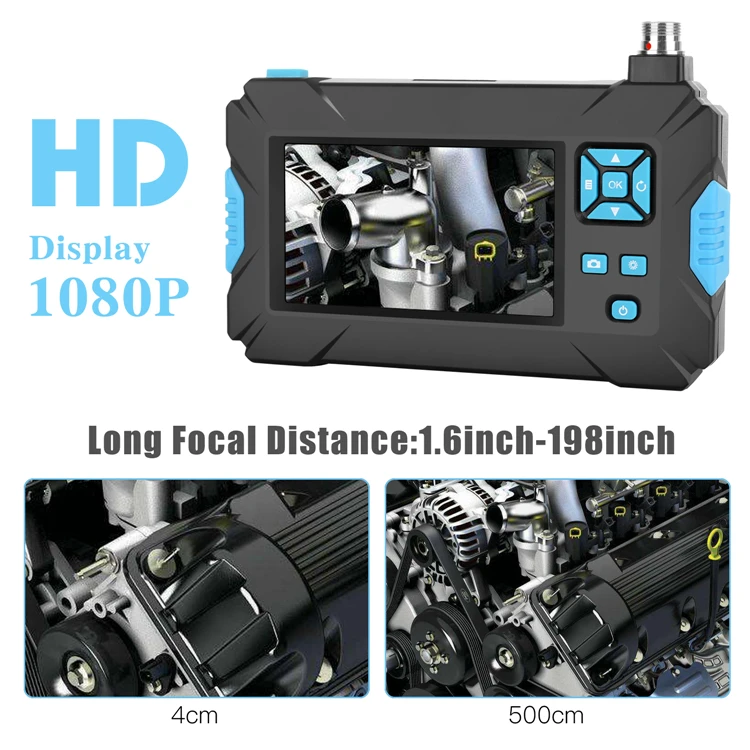 Новый портативный эндоскоп 1080P HD 8 мм объектив 4 3 дюймов сенсорный экран Промышленный Портативный Бороскоп 2.0MP Инспекционная камера