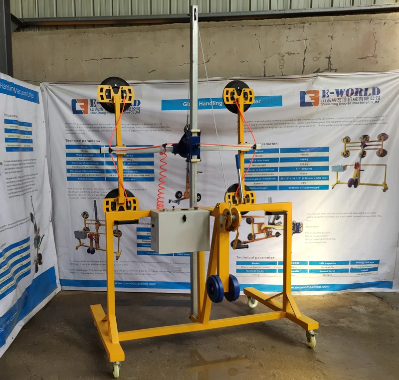 High Quality 4 Suckers Vacuum Glass Lifter Trolley With 300kg Loading Capacity/Electric Moving Glass Lifting Equipment