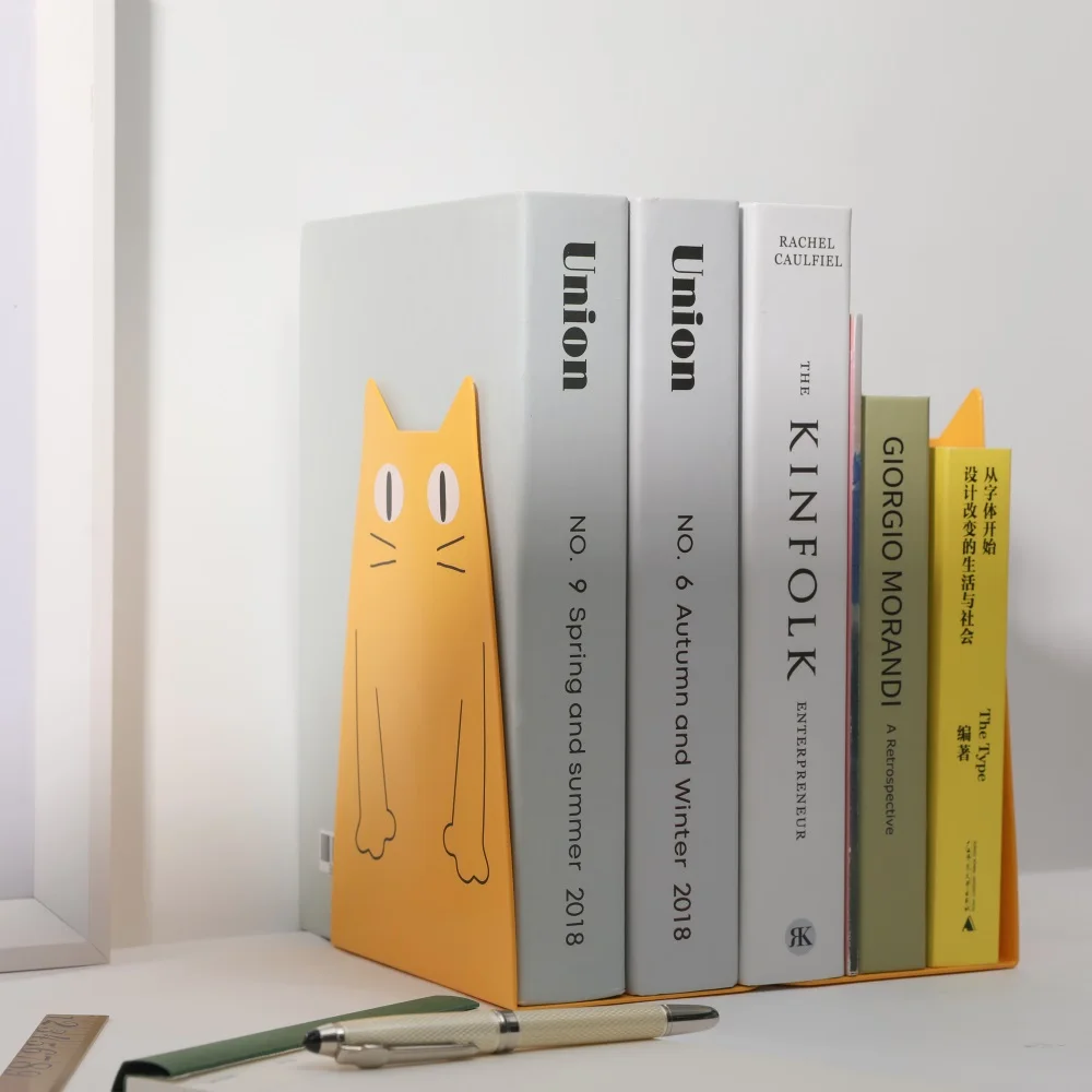 Maxery Iron Book Holder Standbook Stand Creative Cartoon Cat Bookend Bookshelf Children Christmas Gift Office School Supplies