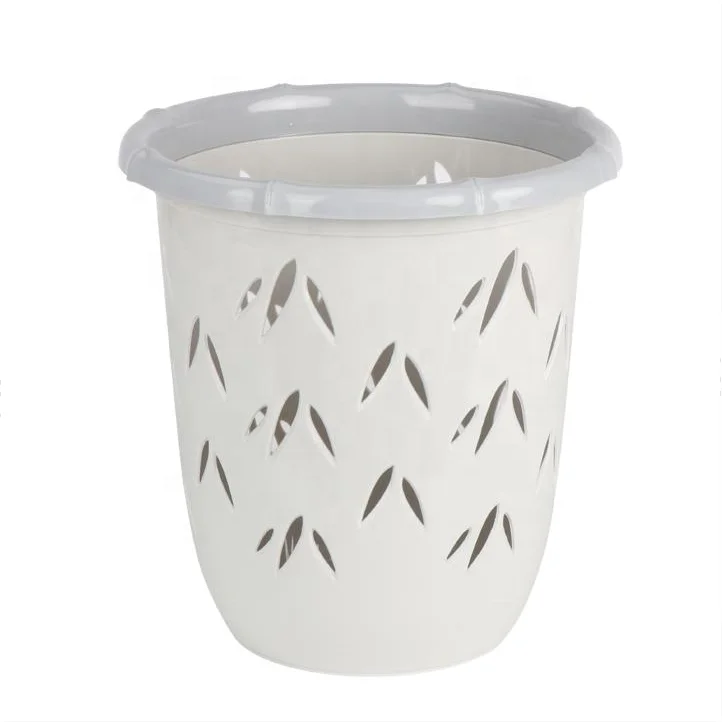 Good Quality Smooth Surface Plastic Waste Basket Bamboo Leaf Appearance Waste Paper Basket