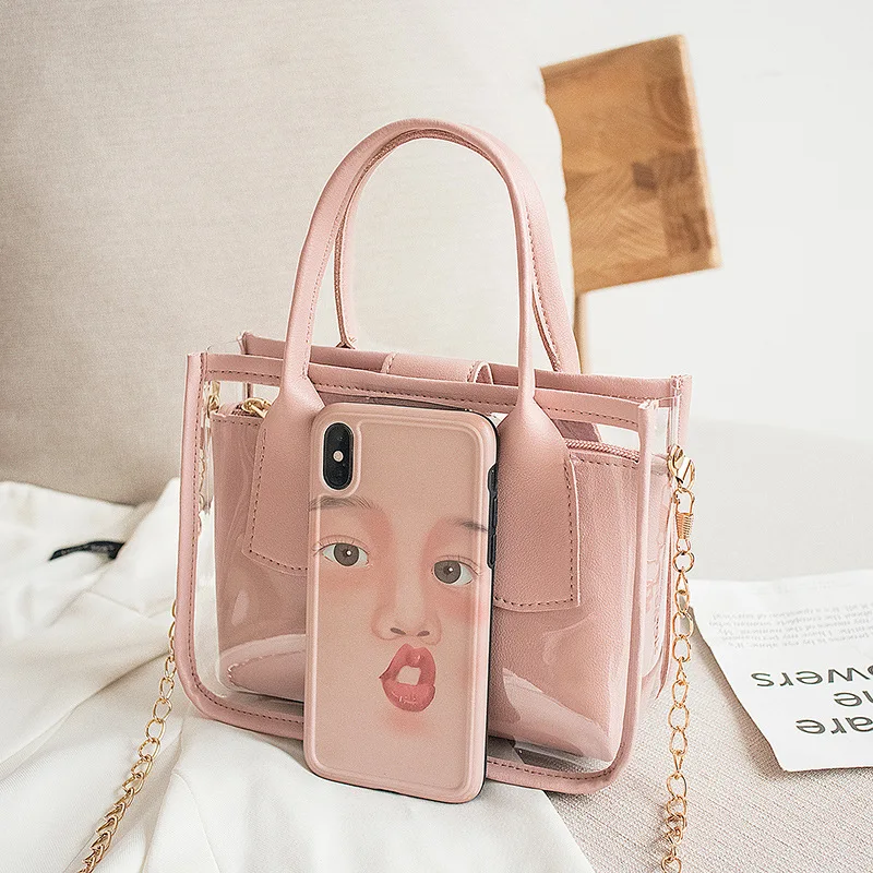 Fashion Women Chain Crossbody Hand Bags Summer Transparent Beach Jelly Shoulder Bag Purse