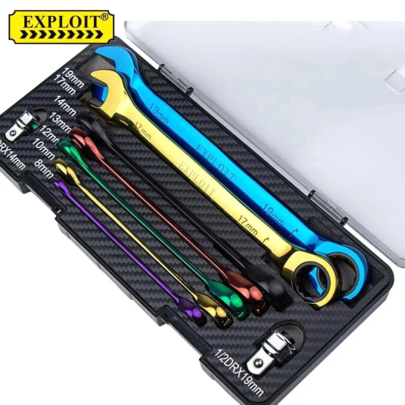 Wholesale Colored Car Repair Wrench Set Combination Ratcheting Spanner Tools Set Portable Single Open End Wrench Kit