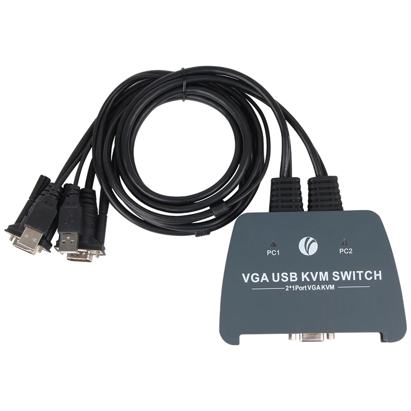 VCOM 2 порта USB Встроенный кабель VGA KVM переключатель внешняя кнопка 1080P для компьютера