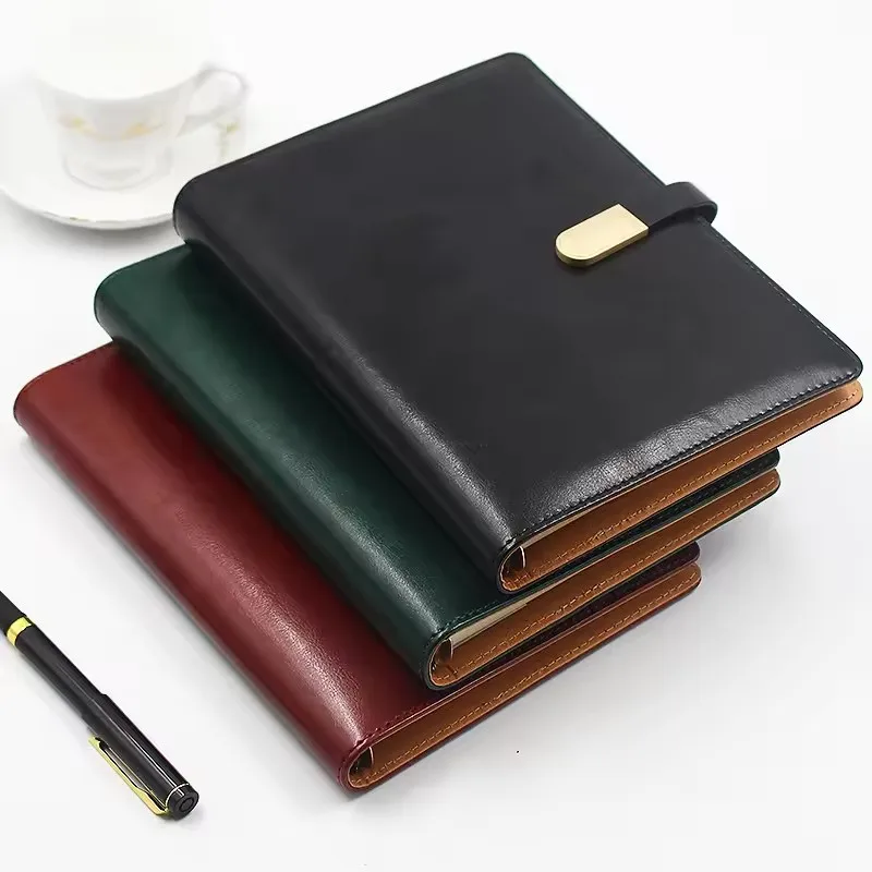 Luxury PU Cover Refillable Custom Ring Binder A5 Loose Leaf PU Leather Budget Binder With Closure