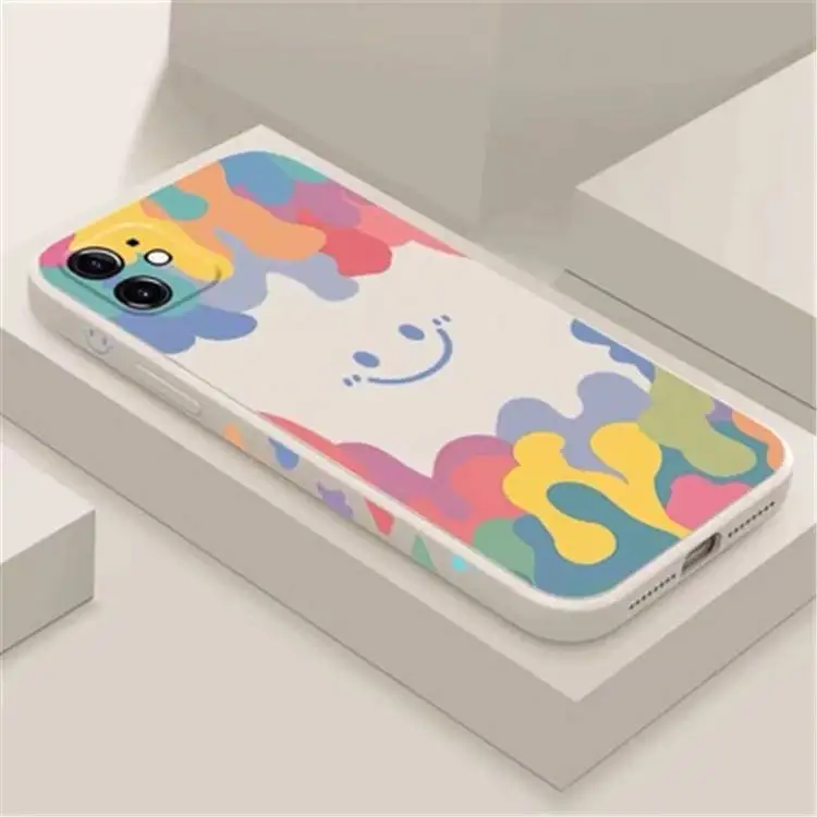 Cute Soft Smile Pattern Tpu Phone Case For Iphone 7-14 Pro Max With Lanyard Hole,For Iphone 14 Smile Case