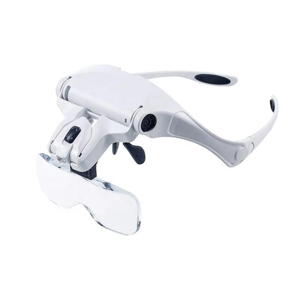 Hot selling medical led light magnifier glasses 1x-3.5x headband magnifying glass with adjustable 5 lens loupe
