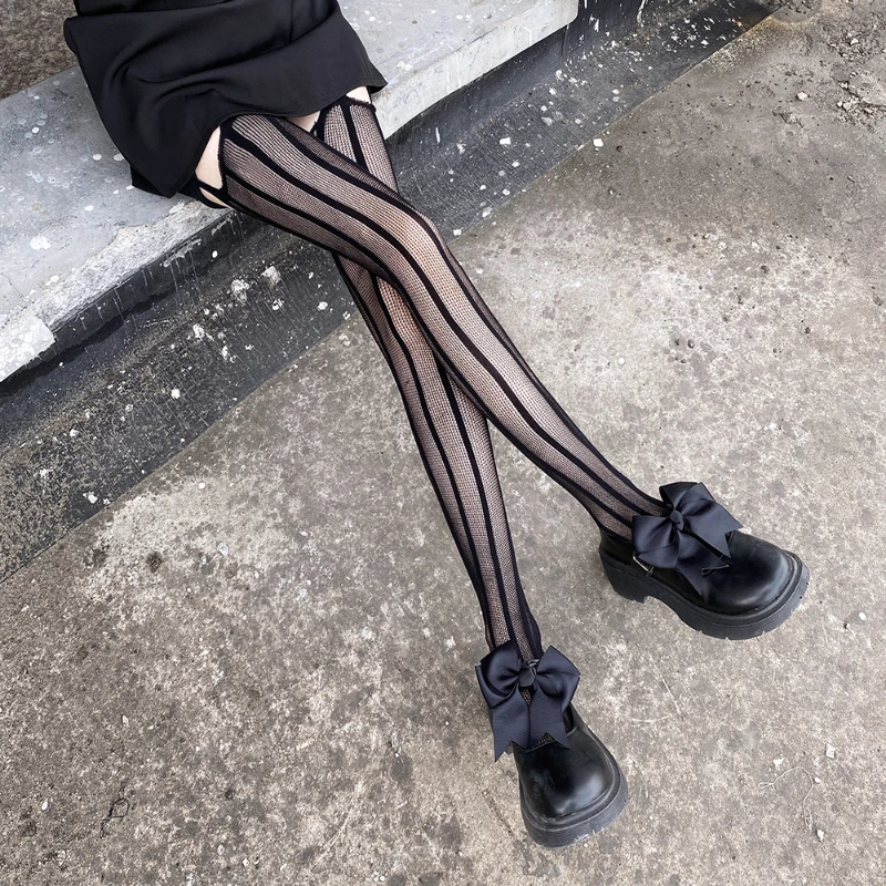 Оптовая продажа, Нескользящие нейлоновые подтяжки, прозрачные кружевные черные полосатые чулки, сексуальные японские чулки, колготки