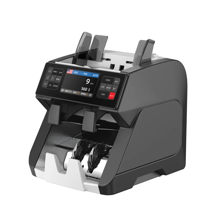 Two Pockets Bill Professional Banknote Sorter Money Multi Currency Sorting Machine