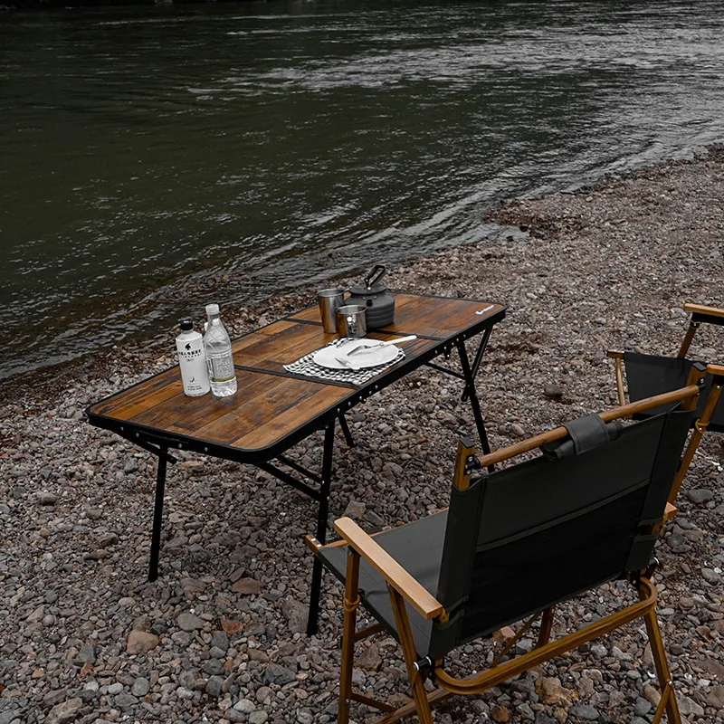 Folding Desk Portable Camping Chair Table Tri-folding Table Adjustable Aluminum Table for Beach Camp Outdoor Indoor with 4 Feet