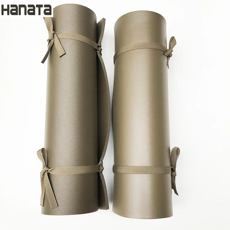 two straps copper eyelet suspensibility mattress army green pe foam mat sleeping pad