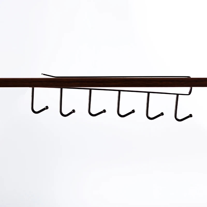 Kitchen  6 hanging hook storage wire rack/ home cabinet cup holder save space without fasten nails