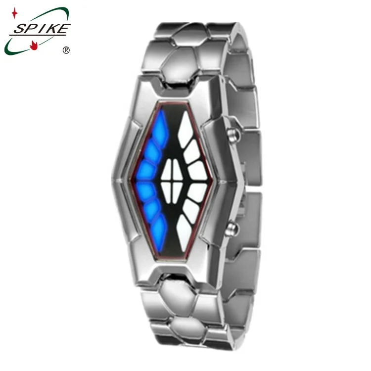 Metal lava iron samurai watch led display