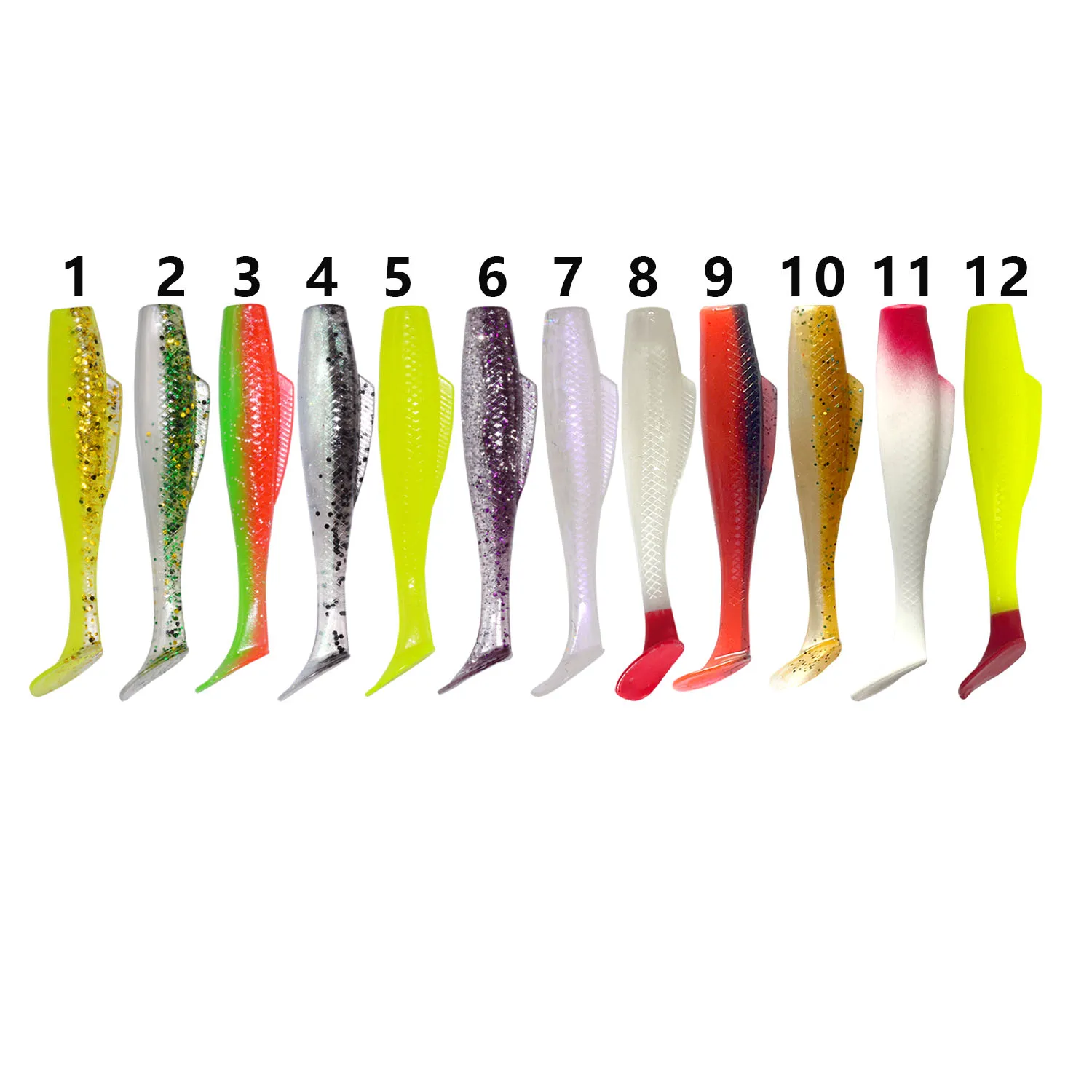 Mixed Color artificial bait 6cm 8cm 10cm soft TPR fishing bait T Tail shad lure Long tensile Soft Fishing Lure TPE Soft Bait