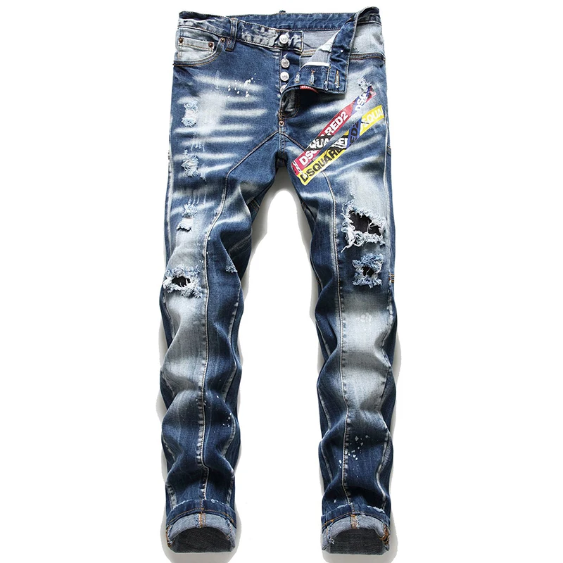 Customize Mens Jeans Denim Manufactures Straight Casual Slim Fit Pant Boys Stretch Jeans Men Button Clothing Jeans Men