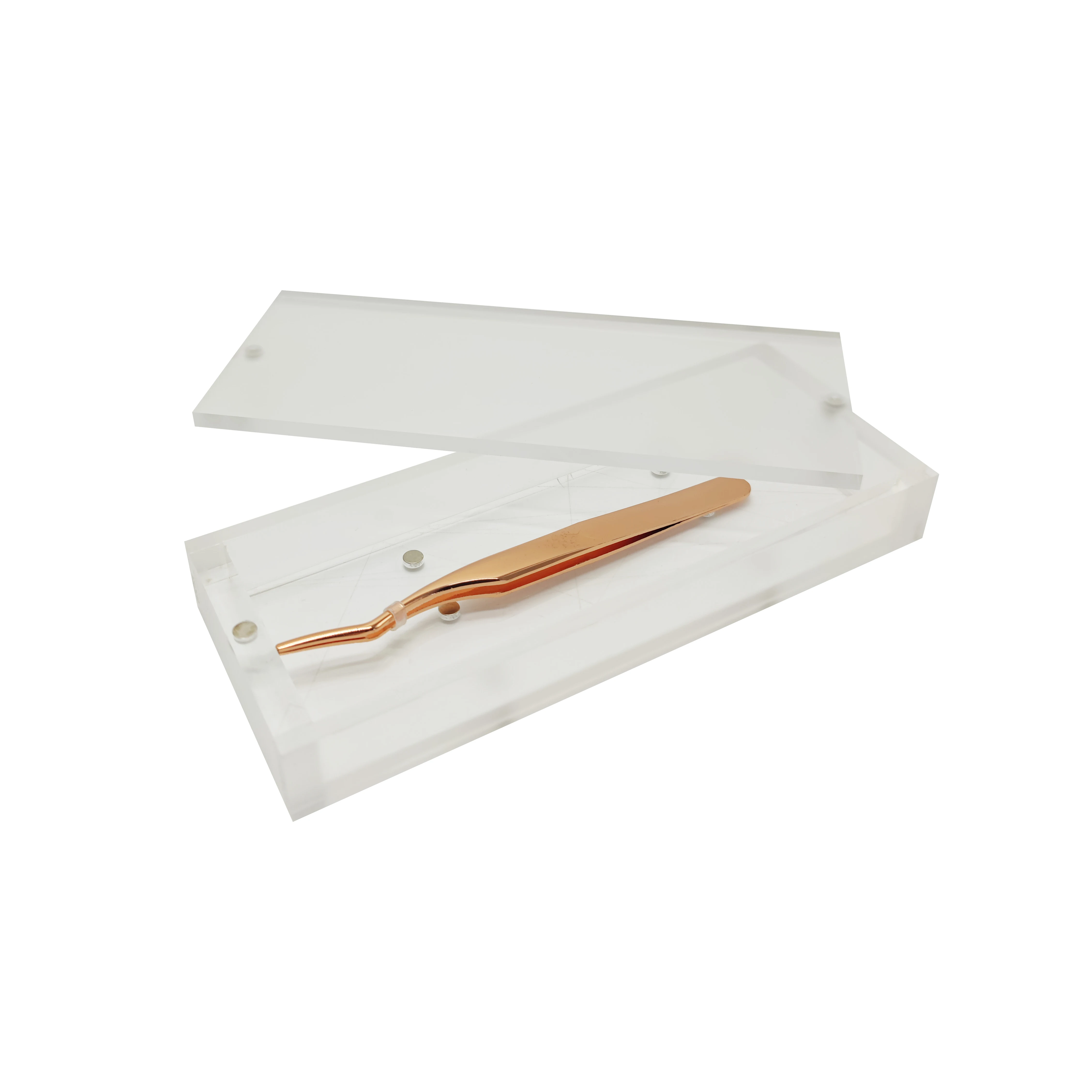 marble tweezer holder with lid magnetic lash tweezer case acrylic eyelashes tweezers stand
