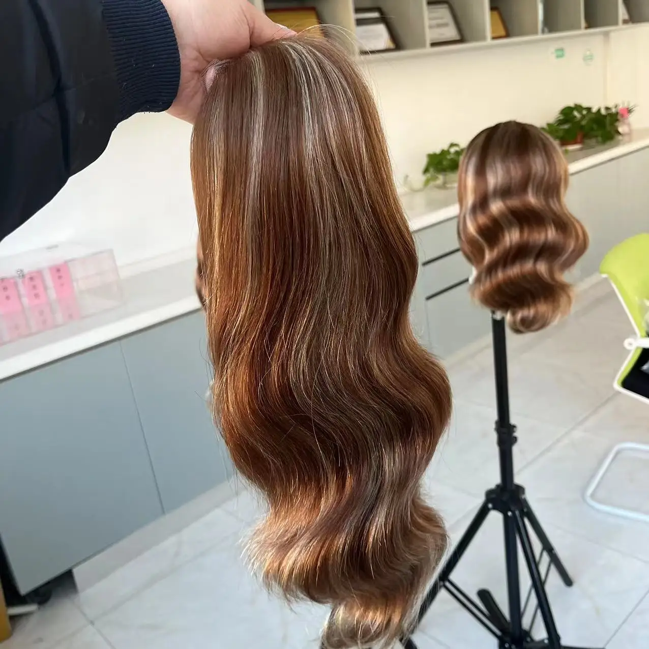 7 by 8 inch monofilament base 12 inch double drawn grade brown balayage color virgin human remy hair for women