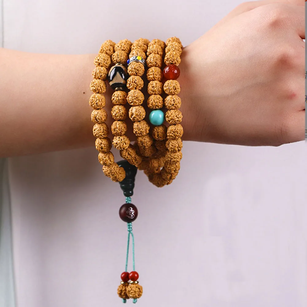 fashion new handmade boho genuine rudraksha seed 108 prayer meditation beads original yoga necklace bracelet jewelry