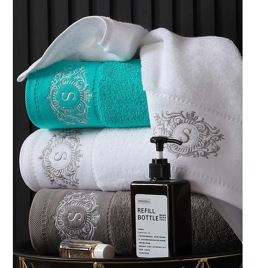 Dobby embroidery bath towel 100x200 900gsm 800 gsm cotton personalised bath towels shower towel set