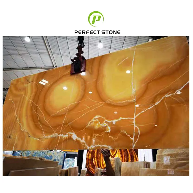 Feature Marble Wall Floor Tiles Decor Orange Onyx Yellow Natural Onyx Stone Slab