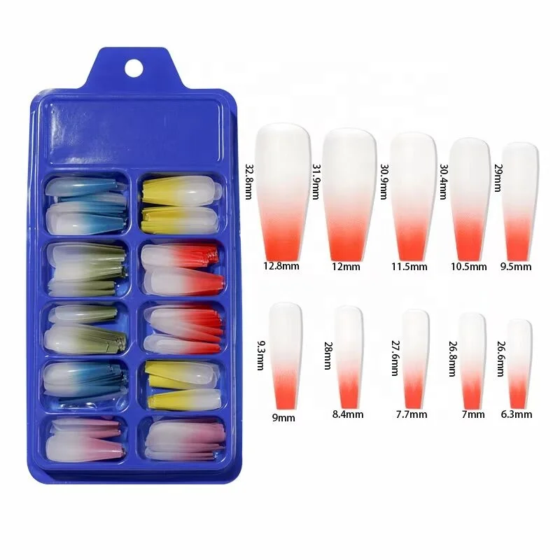 Bview Tools New Product French Acrylic Artificial Full Cover False Coffin Nails Tips For Fake Nail Salons Press On Fingernails