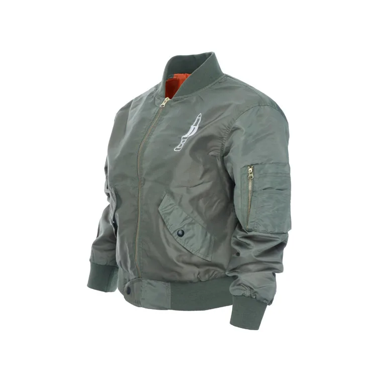 Retro Waterproof Motorcycle windbreaker slim fit embroidery logo green flight jacket bomber