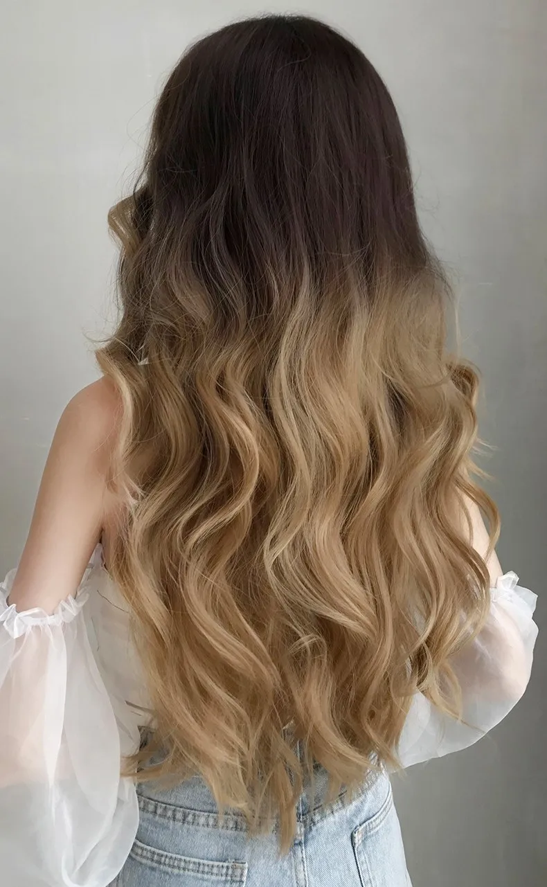 
Nable silk base long curly classic full quality 13x6 blonde bangs Mongolian afro kinky human hair clip in hair extension for bla 