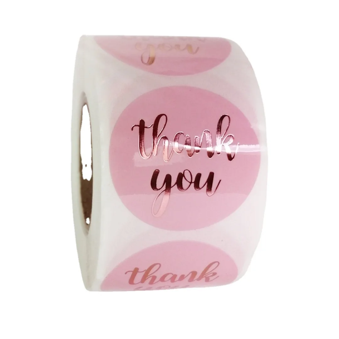 Custom Printed Labels of Various Colors Thank You Gold Foil Vinyl Waterproof Sticker Packaging Label Adhesive Tape