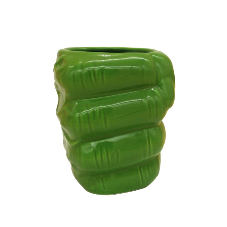
Custom Unique Cartoon Ceramic Porcelain Hulk Shaped 3D Mug Coffee Cup 