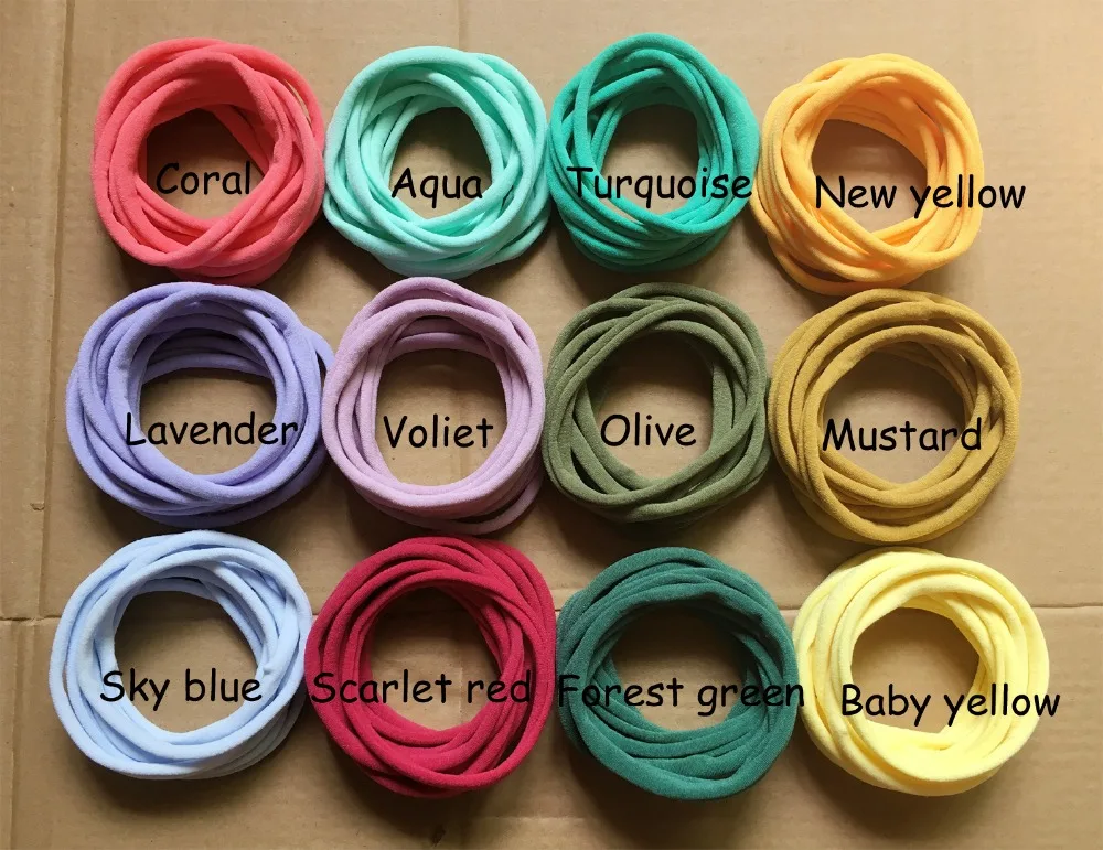500 pcs 34 Solid Color Nylon Elastic Headbands Super Soft Stretchy Nylon Headbands one size fits most