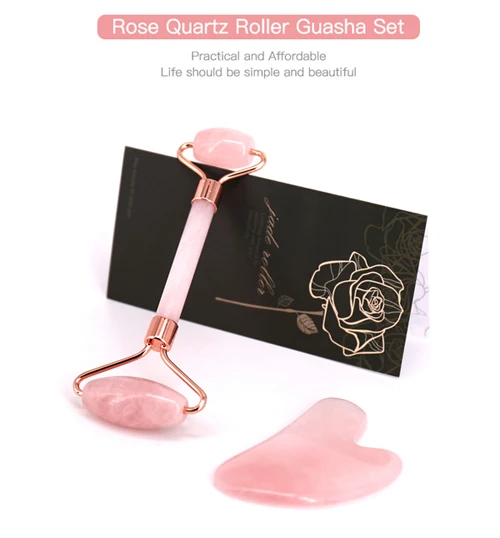 Высококачественный натуральный нефритовый массажер для лица, розовый КВАРЦЕВЫЙ ролик, Нефритовый ролик, набор гуаша
