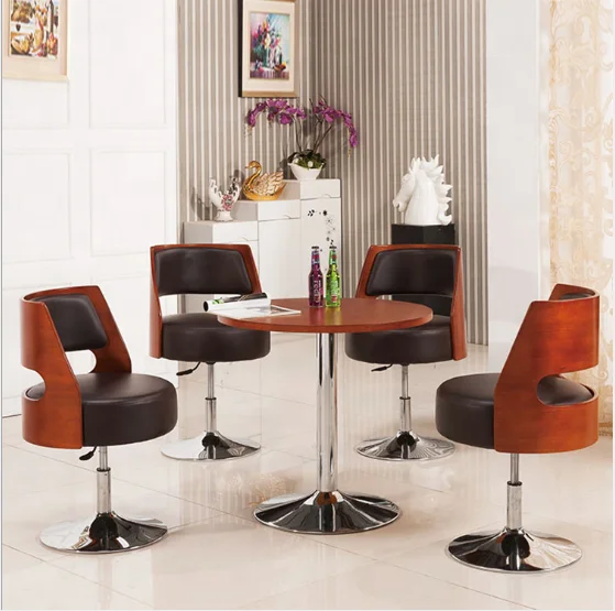 Modern design    Uphosteried  Pu  leather   wooden hotel  living room swivel  dining lounge   leisure chair