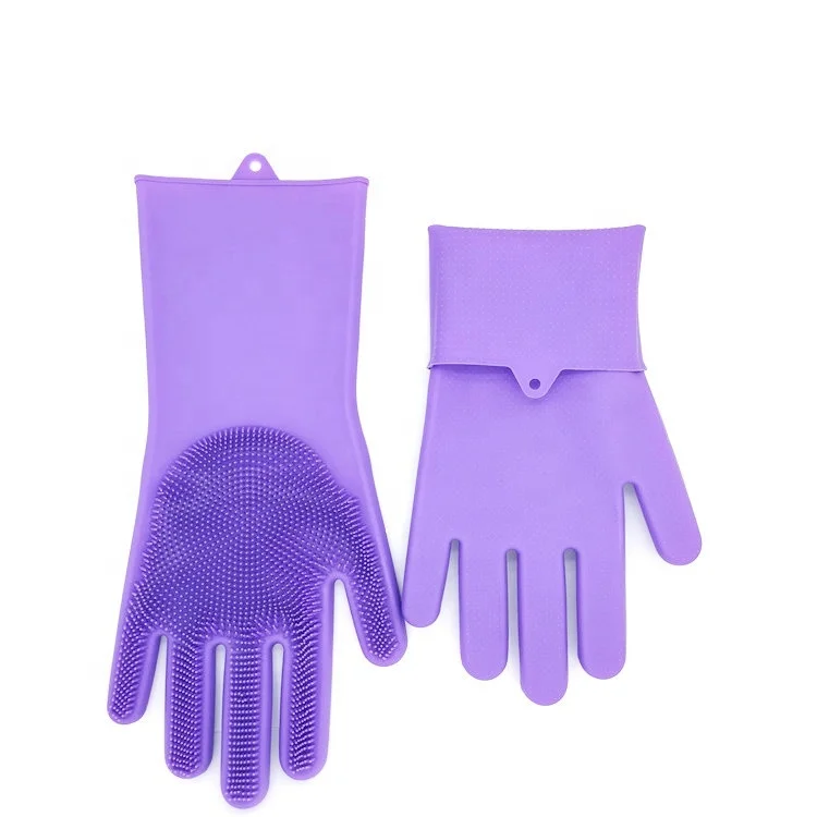 Hot sale waterproof dish washing household gloves rubber kitchen cleaning gloves reusable silicone gloves