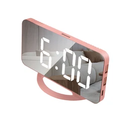 Mirror Table Led Plastic Electronic Bedroom Surface Desk Digital Clocks Port Alarm Clock Usb Charger