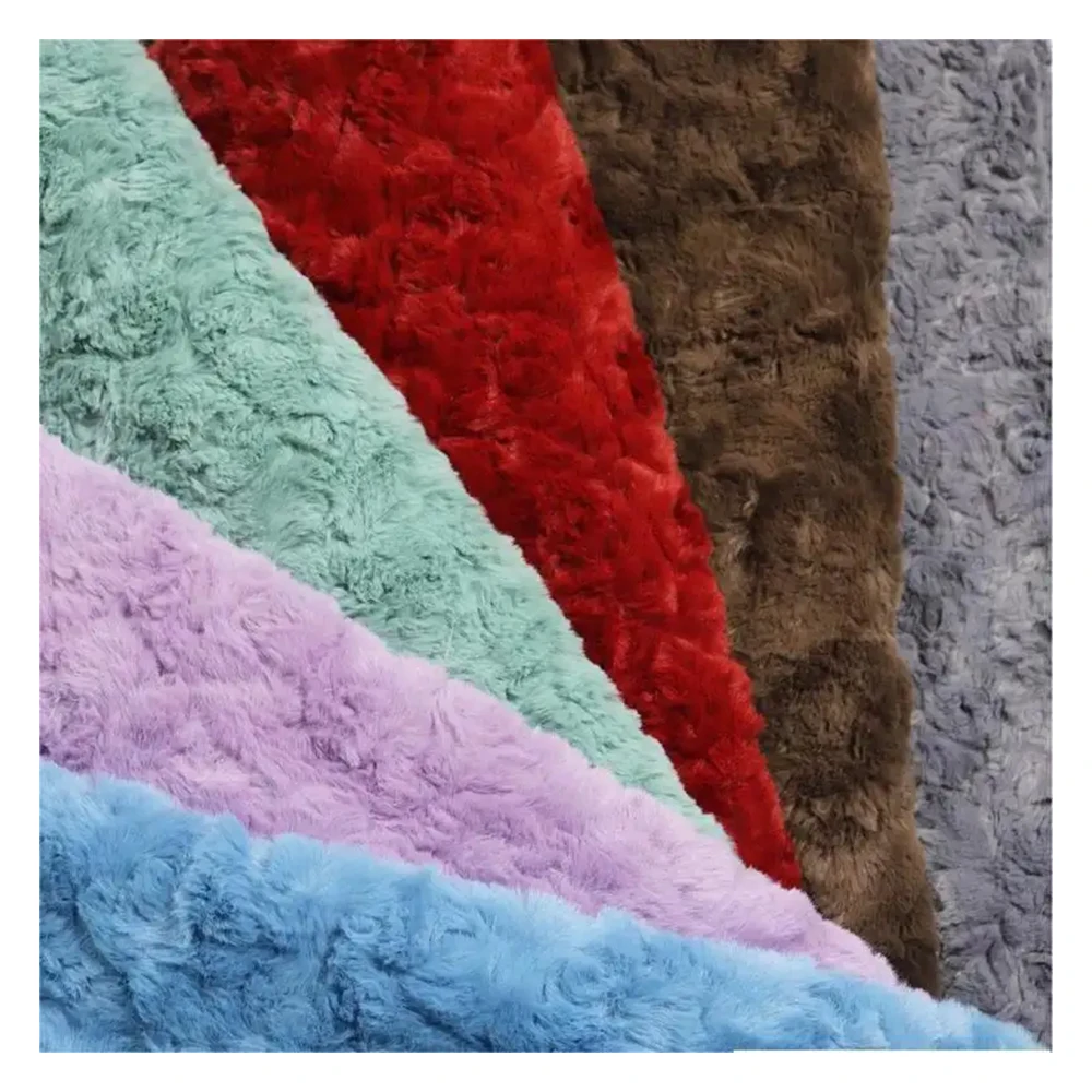 Oeko-tex certification Polyester suitable for carpet Rabbit Faux Fur fabric with brush design plush fabric