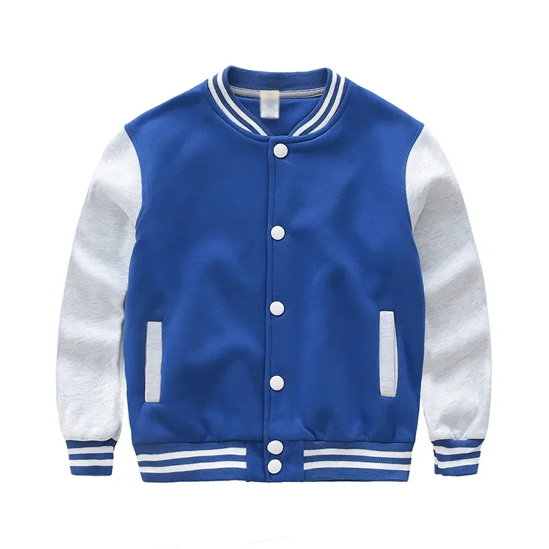 Kid Varsity Jackets With Leather Sleeves Letterman Bomber Jacket Wholesale Blank Boys Kids Baseball Jacket