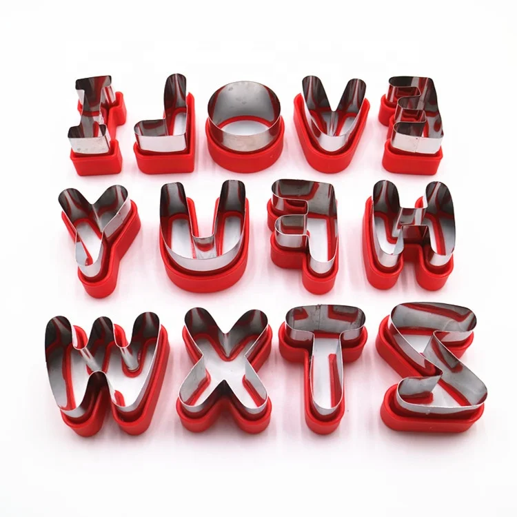 
Source supplier Metal letter cookie mold arab alphabet cookie cutter L O V E Y U shaped 3D press mold 