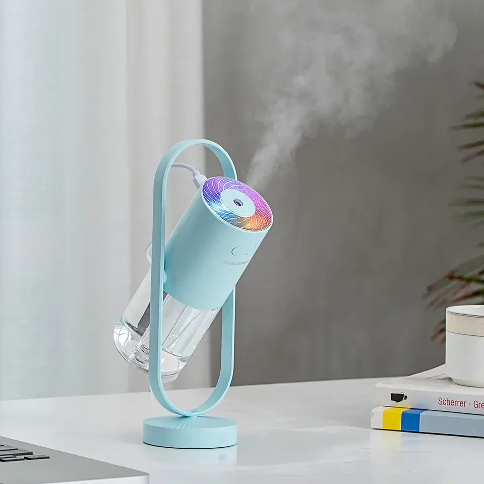 Mini Humidifier 200ml Projection Light 360 Rotating Desktop Mini Aroma Humidifier Warm Mist Humidifier