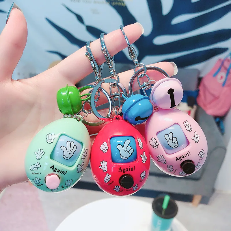 Creative Rock hand Scissors guessing  Keyring Tik Tok children Toy Guessing Boxing Egg Key Chain Small Promotion Gift Keychain