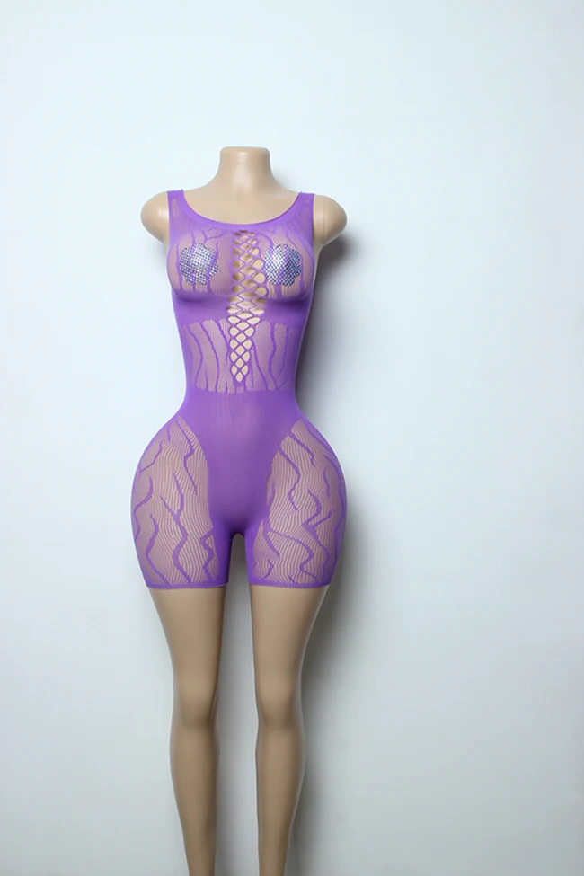 Customized Fishnet Sexy Song and Dance Shiny Stage Dance Wearing Striptease Costumes Exotic Dance