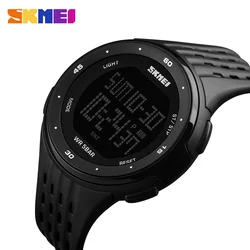 SKMEI 1219 fashion sports 50m waterproof led chronograph black digital wrist watch mens
