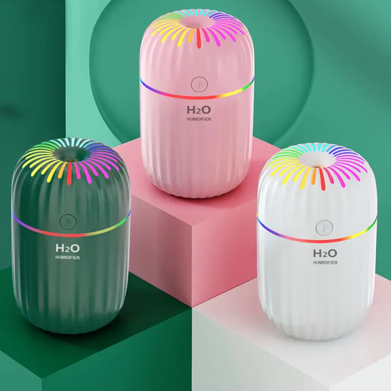 3 Styles Amazon Hot Selling 300ml Mini Room Atomizer Car Humidifier Led Light Smart Ultrasonic Usb Home Air H2o Humidifier